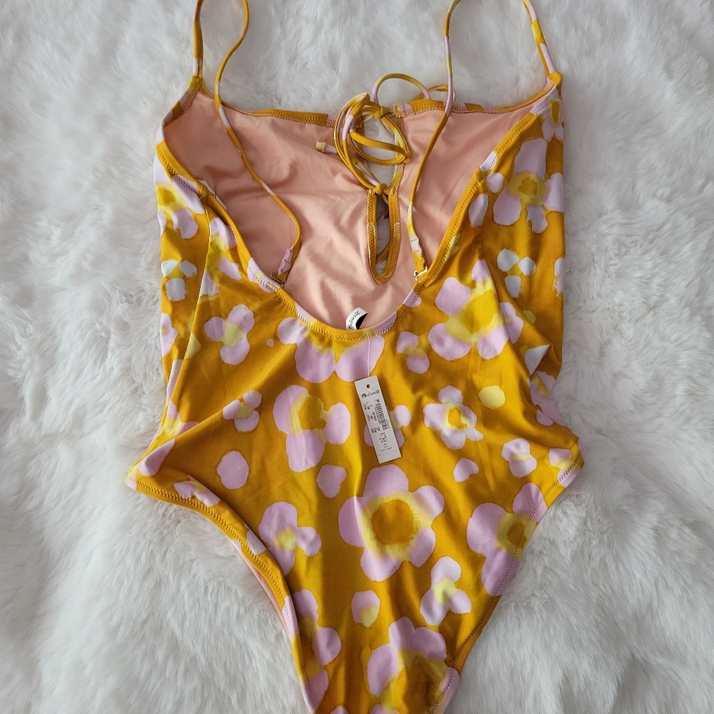 🐡MADEWELL SECOND WAVE TIE-FRONT ONE-PIECE SWIMSUIT IN WATERCOLOR FLORAL - Picture 8 of 9